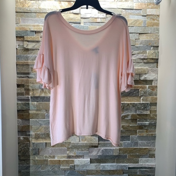 Chelsea28 Ruffle Sleeve Tee Peach - Picture 4 of 6